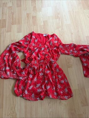 NWOT Romper Anthro & Sage The Label Red Floral Romper
